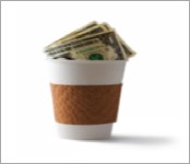cash in a coffee cup
