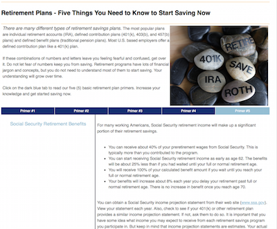 screenshot of retirement plan q&a