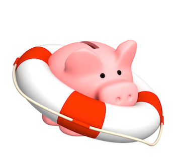 piggy bank with a life raft